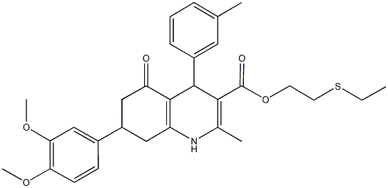 332923-92-9 2-(ethylsulfanyl)ethyl 7-(3,4-dimethoxyphenyl)-2-methyl-4-(3-methylphenyl)-5-oxo-1,4,5,6,7,8-hexahydro-3-quinolinecarboxylate