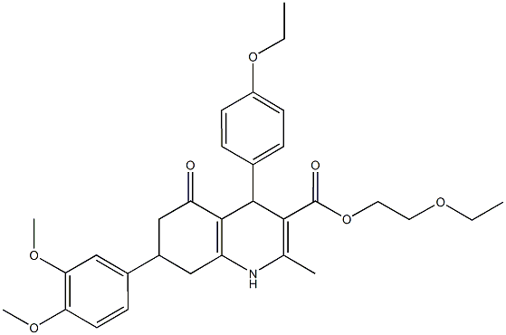 2-ethoxyethyl 7-(3,4-dimethoxyphenyl)-4-(4-ethoxyphenyl)-2-methyl-5-oxo-1,4,5,6,7,8-hexahydro-3-quinolinecarboxylate Structure