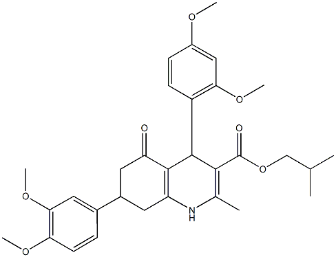 isobutyl 4-(2,4-dimethoxyphenyl)-7-(3,4-dimethoxyphenyl)-2-methyl-5-oxo-1,4,5,6,7,8-hexahydro-3-quinolinecarboxylate Structure