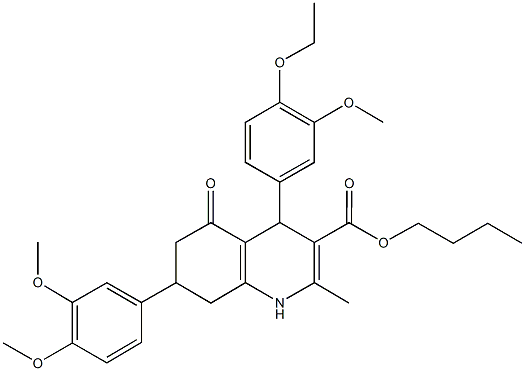 butyl 7-(3,4-dimethoxyphenyl)-4-(4-ethoxy-3-methoxyphenyl)-2-methyl-5-oxo-1,4,5,6,7,8-hexahydro-3-quinolinecarboxylate|