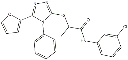 N-(3-chlorophenyl)-2-{[5-(2-furyl)-4-phenyl-4H-1,2,4-triazol-3-yl]sulfanyl}propanamide 化学構造式