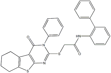 N-[1,1'-biphenyl]-2-yl-2-[(4-oxo-3-phenyl-3,4,5,6,7,8-hexahydro[1]benzothieno[2,3-d]pyrimidin-2-yl)sulfanyl]acetamide Struktur