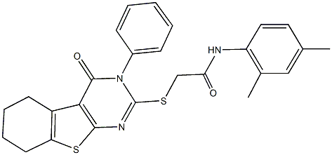 N-(2,4-dimethylphenyl)-2-[(4-oxo-3-phenyl-3,4,5,6,7,8-hexahydro[1]benzothieno[2,3-d]pyrimidin-2-yl)sulfanyl]acetamide Structure