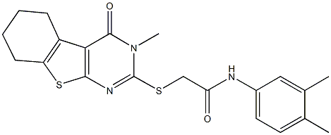 N-(3,4-dimethylphenyl)-2-[(3-methyl-4-oxo-3,4,5,6,7,8-hexahydro[1]benzothieno[2,3-d]pyrimidin-2-yl)sulfanyl]acetamide Structure