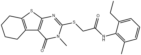 332932-05-5 N-(2-ethyl-6-methylphenyl)-2-[(3-methyl-4-oxo-3,4,5,6,7,8-hexahydro[1]benzothieno[2,3-d]pyrimidin-2-yl)sulfanyl]acetamide