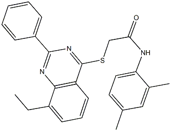 N-(2,4-dimethylphenyl)-2-[(8-ethyl-2-phenyl-4-quinazolinyl)sulfanyl]acetamide 化学構造式