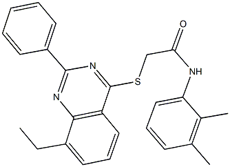 N-(2,3-dimethylphenyl)-2-[(8-ethyl-2-phenyl-4-quinazolinyl)sulfanyl]acetamide 化学構造式