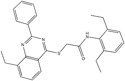 N-(2,6-diethylphenyl)-2-[(8-ethyl-2-phenyl-4-quinazolinyl)sulfanyl]acetamide Struktur