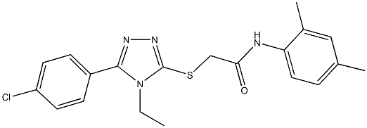 2-{[5-(4-chlorophenyl)-4-ethyl-4H-1,2,4-triazol-3-yl]sulfanyl}-N-(2,4-dimethylphenyl)acetamide,332934-49-3,结构式