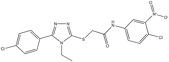 N-{4-chloro-3-nitrophenyl}-2-{[5-(4-chlorophenyl)-4-ethyl-4H-1,2,4-triazol-3-yl]sulfanyl}acetamide 结构式