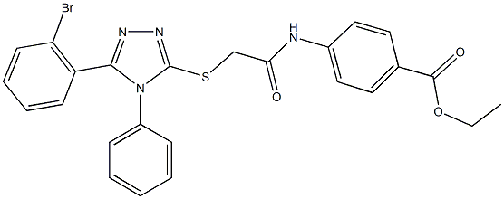 ethyl 4-[({[5-(2-bromophenyl)-4-phenyl-4H-1,2,4-triazol-3-yl]sulfanyl}acetyl)amino]benzoate Struktur