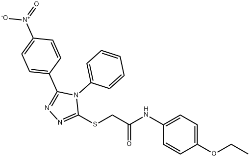 N-[4-(ethyloxy)phenyl]-2-[(5-{4-nitrophenyl}-4-phenyl-4H-1,2,4-triazol-3-yl)sulfanyl]acetamide 化学構造式