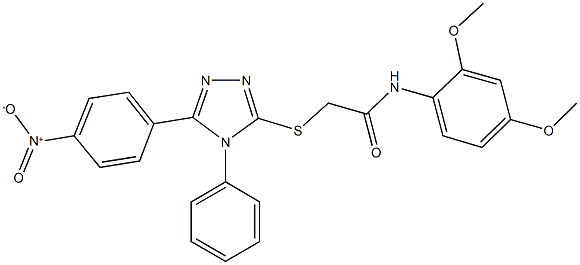 N-[2,4-bis(methyloxy)phenyl]-2-[(5-{4-nitrophenyl}-4-phenyl-4H-1,2,4-triazol-3-yl)sulfanyl]acetamide Struktur