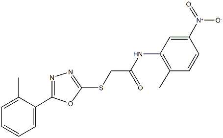 N-{5-nitro-2-methylphenyl}-2-{[5-(2-methylphenyl)-1,3,4-oxadiazol-2-yl]sulfanyl}acetamide 结构式