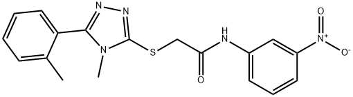 N-{3-nitrophenyl}-2-{[4-methyl-5-(2-methylphenyl)-4H-1,2,4-triazol-3-yl]sulfanyl}acetamide 化学構造式