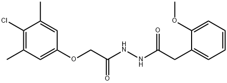 2-(4-chloro-3,5-dimethylphenoxy)-N'-[(2-methoxyphenyl)acetyl]acetohydrazide 结构式