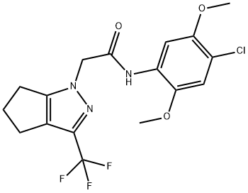 N-[4-chloro-2,5-bis(methyloxy)phenyl]-2-(3-(trifluoromethyl)-5,6-dihydrocyclopenta[c]pyrazol-1(4H)-yl)acetamide 化学構造式