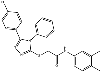 2-{[5-(4-chlorophenyl)-4-phenyl-4H-1,2,4-triazol-3-yl]sulfanyl}-N-(3,4-dimethylphenyl)acetamide 结构式