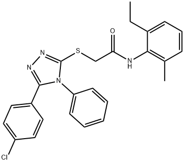 2-{[5-(4-chlorophenyl)-4-phenyl-4H-1,2,4-triazol-3-yl]sulfanyl}-N-(2-ethyl-6-methylphenyl)acetamide,332946-70-0,结构式