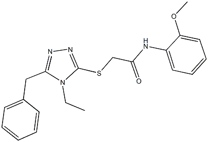 2-[(5-benzyl-4-ethyl-4H-1,2,4-triazol-3-yl)sulfanyl]-N-(2-methoxyphenyl)acetamide Struktur