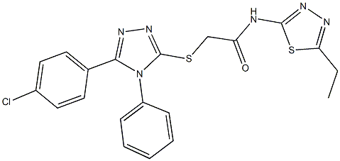 2-{[5-(4-chlorophenyl)-4-phenyl-4H-1,2,4-triazol-3-yl]sulfanyl}-N-(5-ethyl-1,3,4-thiadiazol-2-yl)acetamide,332946-98-2,结构式