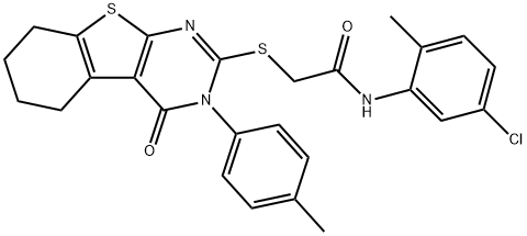 N-(5-chloro-2-methylphenyl)-2-{[3-(4-methylphenyl)-4-oxo-3,4,5,6,7,8-hexahydro[1]benzothieno[2,3-d]pyrimidin-2-yl]sulfanyl}acetamide Struktur