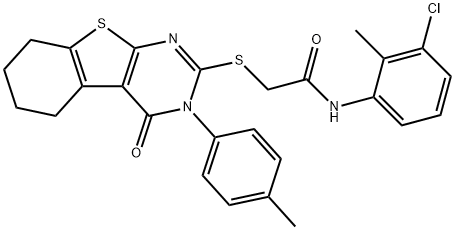 N-(3-chloro-2-methylphenyl)-2-{[3-(4-methylphenyl)-4-oxo-3,4,5,6,7,8-hexahydro[1]benzothieno[2,3-d]pyrimidin-2-yl]sulfanyl}acetamide,332947-26-9,结构式