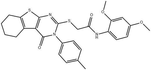 N-(2,4-dimethoxyphenyl)-2-{[3-(4-methylphenyl)-4-oxo-3,4,5,6,7,8-hexahydro[1]benzothieno[2,3-d]pyrimidin-2-yl]sulfanyl}acetamide,332947-30-5,结构式