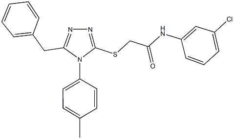 2-{[5-benzyl-4-(4-methylphenyl)-4H-1,2,4-triazol-3-yl]sulfanyl}-N-(3-chlorophenyl)acetamide,332947-34-9,结构式