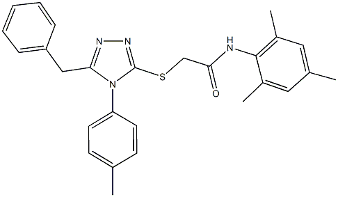 2-{[5-benzyl-4-(4-methylphenyl)-4H-1,2,4-triazol-3-yl]sulfanyl}-N-mesitylacetamide 结构式
