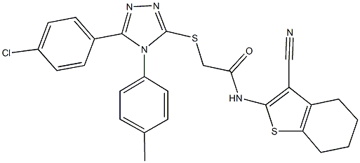 2-{[5-(4-chlorophenyl)-4-(4-methylphenyl)-4H-1,2,4-triazol-3-yl]sulfanyl}-N-(3-cyano-4,5,6,7-tetrahydro-1-benzothien-2-yl)acetamide,332948-01-3,结构式