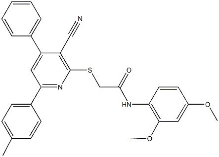 2-{[3-cyano-6-(4-methylphenyl)-4-phenyl-2-pyridinyl]sulfanyl}-N-(2,4-dimethoxyphenyl)acetamide|