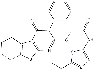 N-(5-ethyl-1,3,4-thiadiazol-2-yl)-2-[(4-oxo-3-phenyl-3,4,5,6,7,8-hexahydro[1]benzothieno[2,3-d]pyrimidin-2-yl)sulfanyl]acetamide Structure