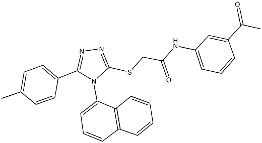 N-(3-acetylphenyl)-2-{[5-(4-methylphenyl)-4-(1-naphthyl)-4H-1,2,4-triazol-3-yl]sulfanyl}acetamide 化学構造式