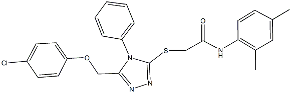 2-({5-[(4-chlorophenoxy)methyl]-4-phenyl-4H-1,2,4-triazol-3-yl}sulfanyl)-N-(2,4-dimethylphenyl)acetamide 化学構造式