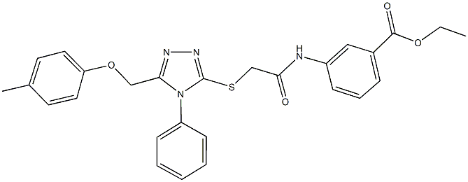 ethyl 3-{[({5-[(4-methylphenoxy)methyl]-4-phenyl-4H-1,2,4-triazol-3-yl}sulfanyl)acetyl]amino}benzoate Structure