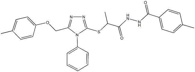 N'-(4-methylbenzoyl)-2-({5-[(4-methylphenoxy)methyl]-4-phenyl-4H-1,2,4-triazol-3-yl}sulfanyl)propanohydrazide,332948-74-0,结构式