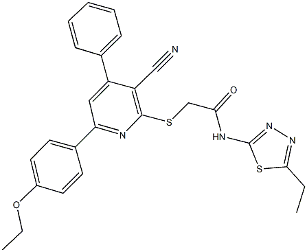 2-{[3-cyano-6-(4-ethoxyphenyl)-4-phenyl-2-pyridinyl]sulfanyl}-N-(5-ethyl-1,3,4-thiadiazol-2-yl)acetamide|