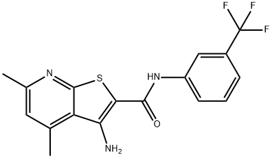 3-amino-4,6-dimethyl-N-[3-(trifluoromethyl)phenyl]thieno[2,3-b]pyridine-2-carboxamide,332950-01-3,结构式