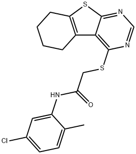 N-(5-chloro-2-methylphenyl)-2-(5,6,7,8-tetrahydro[1]benzothieno[2,3-d]pyrimidin-4-ylsulfanyl)acetamide,332950-22-8,结构式