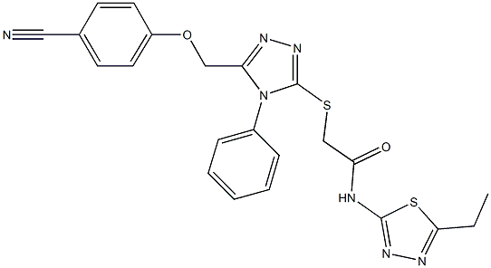 2-({5-[(4-cyanophenoxy)methyl]-4-phenyl-4H-1,2,4-triazol-3-yl}sulfanyl)-N-(5-ethyl-1,3,4-thiadiazol-2-yl)acetamide Structure