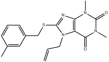 7-allyl-1,3-dimethyl-8-[(3-methylbenzyl)thio]-3,7-dihydro-1H-purine-2,6-dione Structure