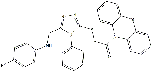 N-(4-fluorophenyl)-N-[(5-{[2-oxo-2-(10H-phenothiazin-10-yl)ethyl]sulfanyl}-4-phenyl-4H-1,2,4-triazol-3-yl)methyl]amine,333311-86-7,结构式