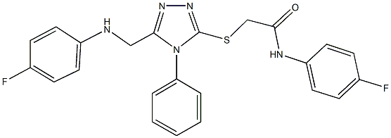 N-(4-fluorophenyl)-2-[(5-{[(4-fluorophenyl)amino]methyl}-4-phenyl-4H-1,2,4-triazol-3-yl)sulfanyl]acetamide 结构式
