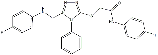 N-(4-fluorophenyl)-2-[(5-{[(4-fluorophenyl)amino]methyl}-4-phenyl-4H-1,2,4-triazol-3-yl)sulfanyl]acetamide 化学構造式