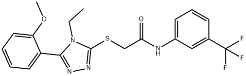2-({4-ethyl-5-[2-(methyloxy)phenyl]-4H-1,2,4-triazol-3-yl}sulfanyl)-N-[3-(trifluoromethyl)phenyl]acetamide,333313-11-4,结构式