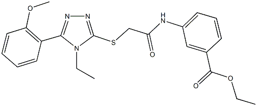 ethyl 3-[({[4-ethyl-5-(2-methoxyphenyl)-4H-1,2,4-triazol-3-yl]sulfanyl}acetyl)amino]benzoate 化学構造式