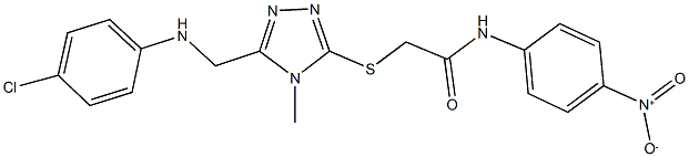 2-[(5-{[(4-chlorophenyl)amino]methyl}-4-methyl-4H-1,2,4-triazol-3-yl)sulfanyl]-N-{4-nitrophenyl}acetamide 化学構造式