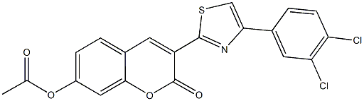 3-[4-(3,4-dichlorophenyl)-1,3-thiazol-2-yl]-2-oxo-2H-chromen-7-yl acetate 化学構造式