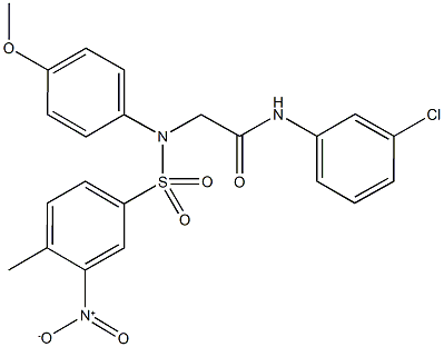 N-(3-chlorophenyl)-2-[({3-nitro-4-methylphenyl}sulfonyl)-4-methoxyanilino]acetamide Struktur
